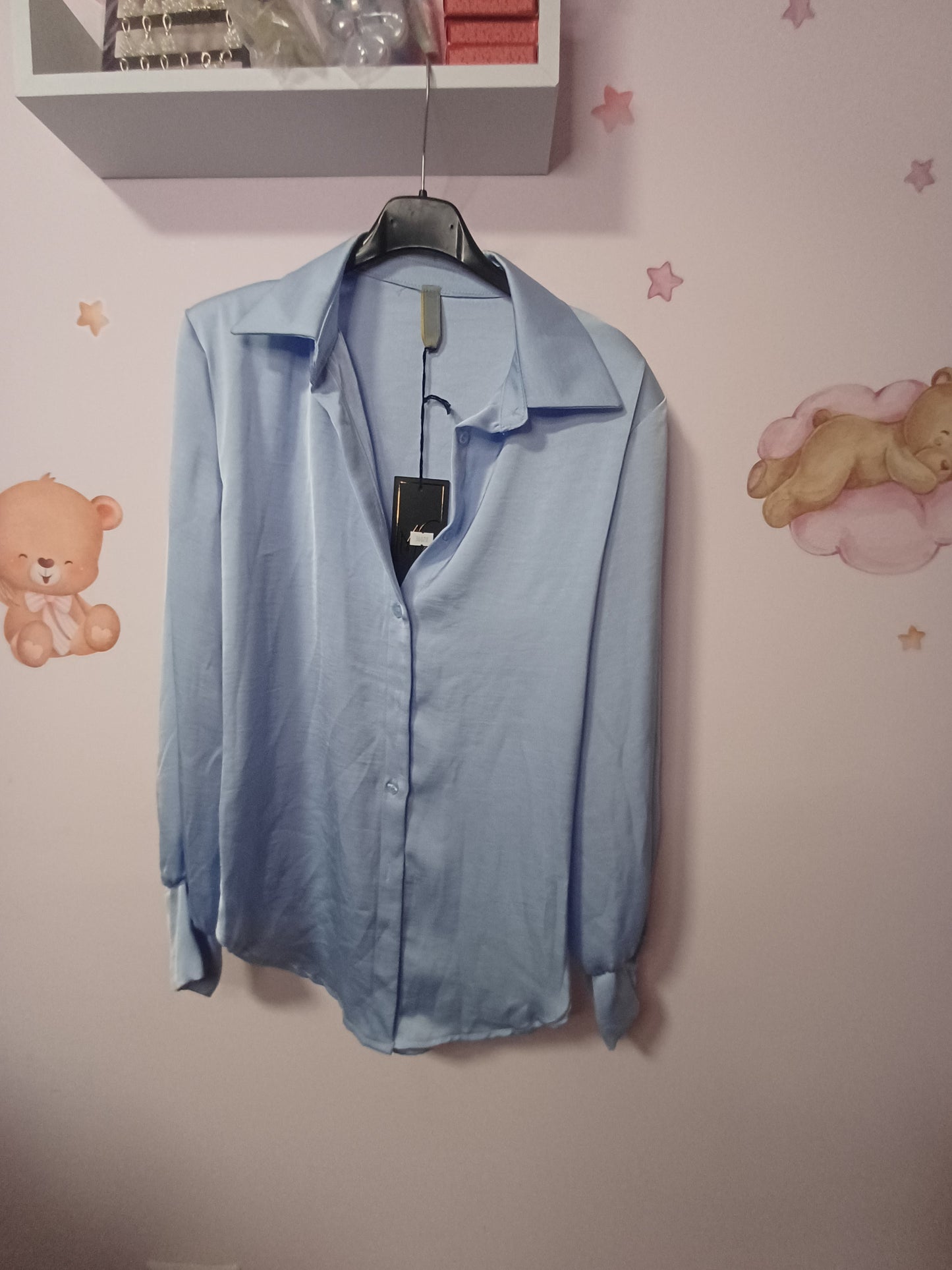 Camicia stringhe celeste