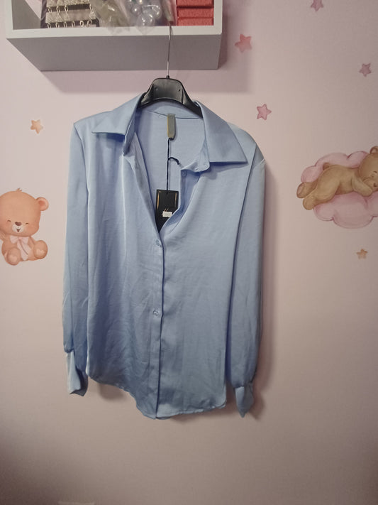 Camicia stringhe celeste