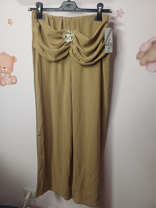 Pantalone fiore biscotto