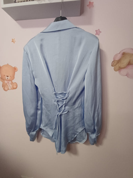 Camicia stringhe celeste
